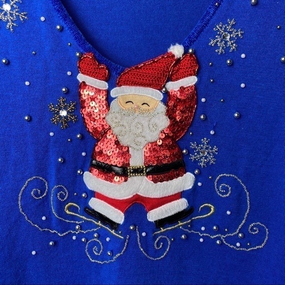 Santa Ugly/Cute Christmas V-Neck Sweater - Picture 9 of 16